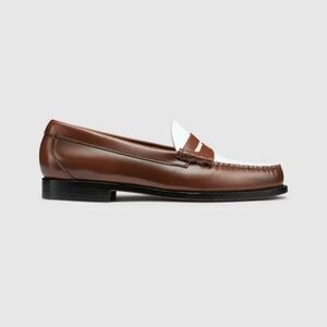 Weejuns Brown and White Color Block Leather Loafers